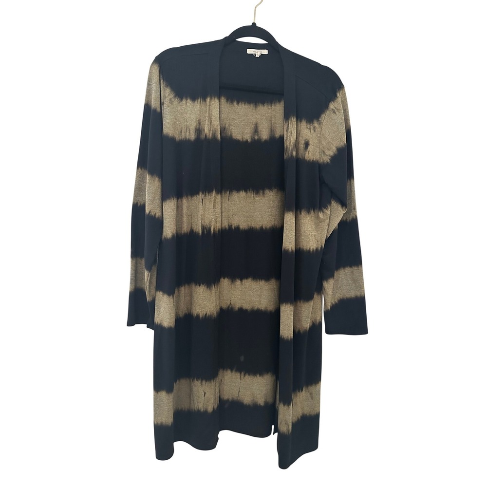 Maurices L Black Tan Tie Dye Stripe Open Front Duster Cardigan boho layering